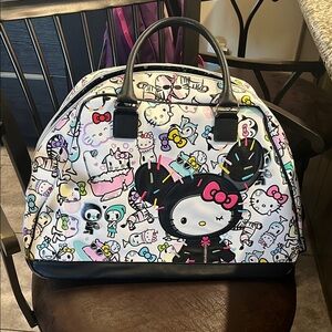 tokidoki Black and White Travel Bag with Cartoon Illustrations